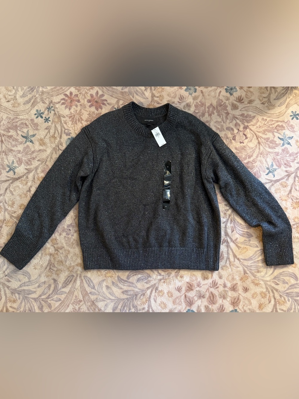 Banana Republic Metallic Charcoal Crewneck Sweater
